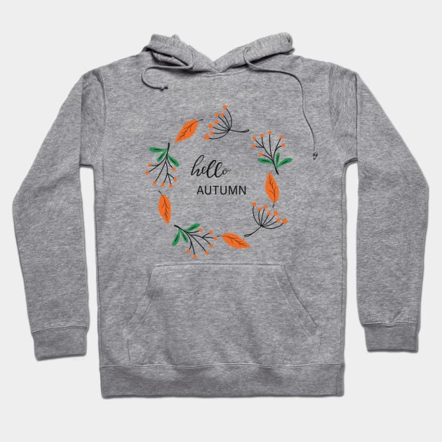 Fall wreath with leaves and berries Hoodie by DanielK